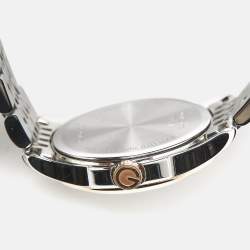 Pre Owned Gucci Mother of Pearl Two-Tone Stainless Steel Diamonds G-Timeless YA126514 Women's Wristwatch 27 mm