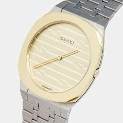 Gucci Golden Brass 18K Gold Plated Stainless Steel 25H YA163502 Women's Wristwatch 30 mm