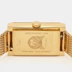 Gucci MOP Multicolor Web Gold PVD Stainless Steel G-Frame YA147410 Women's Wristwatch 21 mm