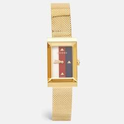 Gucci MOP Multicolor Web Gold PVD Stainless Steel G-Frame YA147410 Women's Wristwatch 21 mm