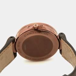 Gucci Slate Brown PVD Stainless Steel Leather Interlocking G YA133309 Women's Wristwatch 37 mm