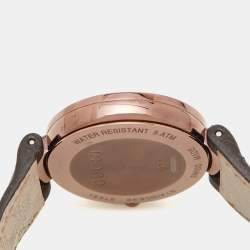 Gucci Slate Brown PVD Stainless Steel Leather Interlocking G YA133309 Women's Wristwatch 37 mm