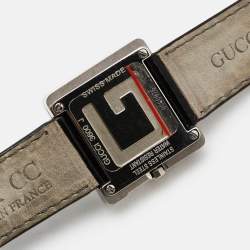Gucci Mother Pearl Diamond Stainless Steel Leather 3600J Women's Wristwatch 26 mm