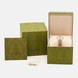 Pre Owned Gucci Silver Gold Plated Stainless Steel G- Timeless YA1265021 Women's Wristwatch 29 mm 