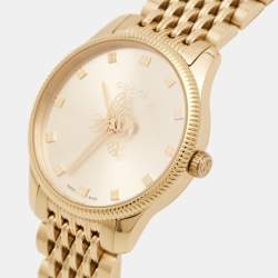 Pre Owned Gucci Silver Gold Plated Stainless Steel G- Timeless YA1265021 Women's Wristwatch 29 mm 