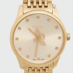 Pre Owned Gucci Silver Gold Plated Stainless Steel G- Timeless YA1265021 Women's Wristwatch 29 mm 