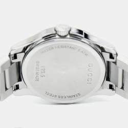 Pre Owned Gucci Silver White Stainless Steel G-Timeless 126.5 Women's Wristwatch 27 mm