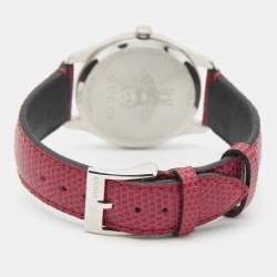 Gucci Red Mother Of Pearl Stainless Steel Lizard Skin Leather G-Timeless 126.4 Women's Wristwatch 36 mm