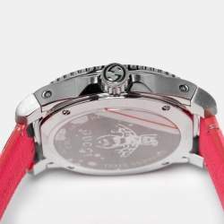 Gucci Black Stainless Steel Floral Print Calfskin Leather Dive YA136326 Women's Wristwatch 40 mm