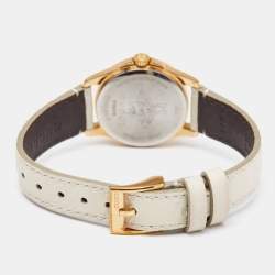 Gucci Cream Gold Plated Stainless Steel Leather G-Timeless 126.5 Women's Wristwatch 27 mm