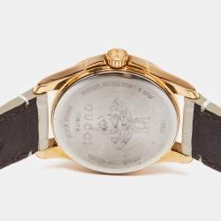Gucci Cream Gold Plated Stainless Steel Leather G-Timeless 126.5 Women's Wristwatch 27 mm