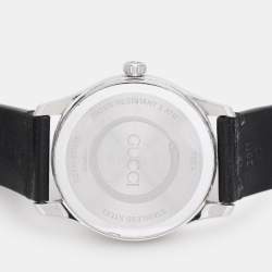 Gucci Black Stainless Steel G-Timeless 17237419 Leather Strap Women's Wristwatch 38 mm