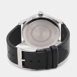 Gucci Black Stainless Steel G-Timeless 17237419 Leather Strap Women's Wristwatch 38 mm