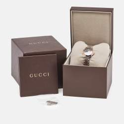 Pre Owned Gucci Black Two-Tone Stainless Steel G-Timeless YA126512 Women's Wristwatch 27 mm