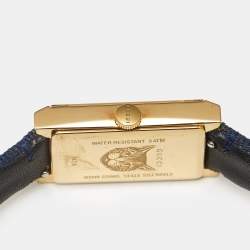 Gucci White Mother Of Pearl Striped Gold Tone Stainless Steel Canvas G-Frame 147.4 Women's Wristwatch 21 mm