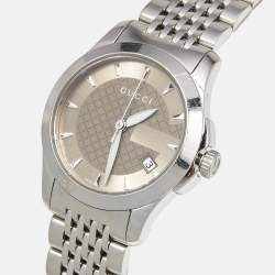 Gucci Brown Stainless Steel G-Timeless YA126503 Women's Wristwatch 27 mm