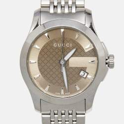Gucci Brown Stainless Steel G-Timeless YA126503 Women's Wristwatch 27 mm