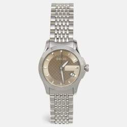 Gucci Brown Stainless Steel G-Timeless YA126503 Women's Wristwatch 27 mm