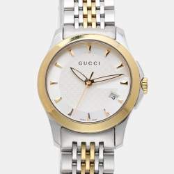 Gucci Silver Two Tone Stainless Steel G-Timeless 126.5 Quartz Women's Wristwatch 27mm