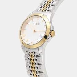 Gucci Silver Two Tone Stainless Steel G-Timeless 126.5 Quartz Women's Wristwatch 27mm