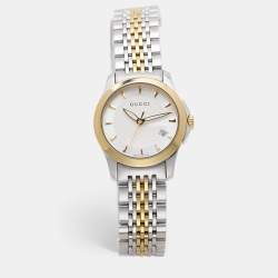 Gucci Silver Two Tone Stainless Steel G-Timeless 126.5 Quartz Women's Wristwatch 27mm