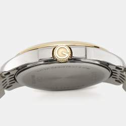 Pre Owned Gucci Mother of Pearl Two-Tone Stainless Steel Diamonds G-Timeless YA126513 Women's Wristwatch 27 mm