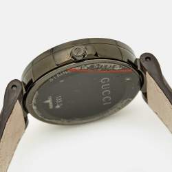 Pre Owned Gucci Brown Two-Tone Stainless Steel Leather Interlocking G YA133304 Women's Wristwatch 36 mm
