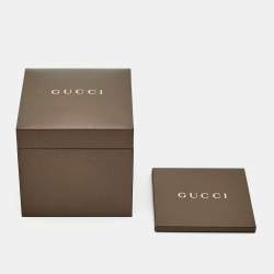 Pre Owned Gucci Brown Two-Tone Stainless Steel Leather Interlocking G YA133304 Women's Wristwatch 36 mm