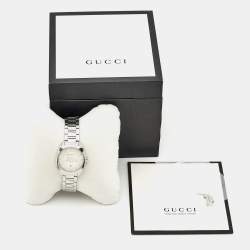 Pre Owned Gucci Silver Dial Diamond Stainless Steel GG2570 YA142504 Women's Wristwatch 28.50 mm