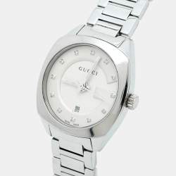 Pre Owned Gucci Silver Dial Diamond Stainless Steel GG2570 YA142504 Women's Wristwatch 28.50 mm