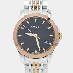 Pre Owned Gucci Black Two Tone Stainless Steel G-Timeless YA126512 Women's Wristwatch 27 mm