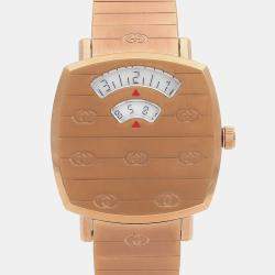 Pre Owned Gucci Grip 157.5 Quartz White Rose Gold Plated Stainless Steel Women's Wristwatch 27 mm
