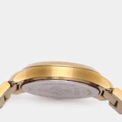Pre Owned Gucci Cream Gold Plated Stainless Steel G-Timeless 126.5 Women's Wristwatch 28 mm