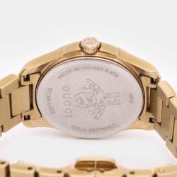 Pre Owned Gucci Cream Gold Plated Stainless Steel G-Timeless 126.5 Women's Wristwatch 28 mm