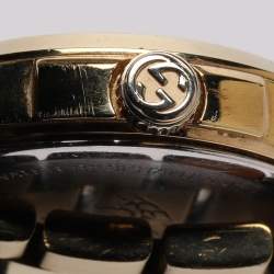 Pre Owned Gucci Cream Gold Plated Stainless Steel G-Timeless 126.5 Women's Wristwatch 28 mm
