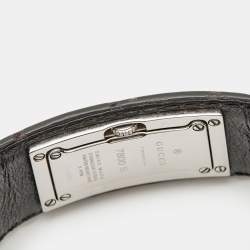 Pre Owned Gucci 7800 Series Black Dial Stainless Steel Alligator Leather Women's Wristwatch 18 mm