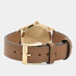 مملوكة مسبقًا ساعة يد نسائية غوتشي جي-تايمليس 126.5 كوارتز ستانلس ستيل بيضاء 29 مم