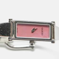 Pre Owned ساعة يد نسائية غوتشي هورسبيت 1500L ستانلس ستيل وردي صدف 12 مم