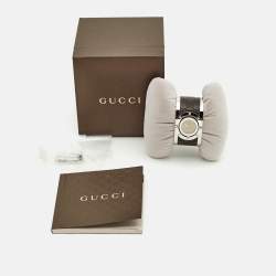 Pre Owned Gucci Twirl YA112433 Bronze Dial Stainless Steel Leather Women's Wristwatch 23 mm