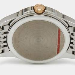 Pre Owned Gucci G-Timeless YA126513 Mother Of Pearl Dial Diamond Two Tone Stainless Steel Diamond Women's Wristwatch 27 mm