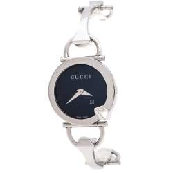 Pre Owned Gucci Black Stainless Steel Chiodo YA122502 Women's Wristwatch 36 mm