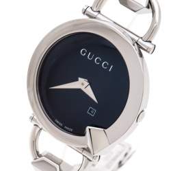 Pre Owned Gucci Black Stainless Steel Chiodo YA122502 Women's Wristwatch 36 mm