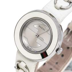 Pre Owned Gucci Silver Stainless Steel U-Play 129.5 Women's Wristwatch 27 mm