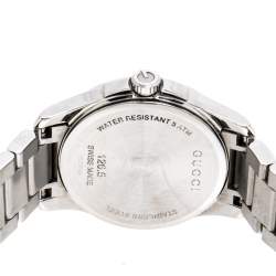 Pre Owned Gucci Silver White Stainless Steel G-Timeless 126.5 Women's Wristwatch 27 mm