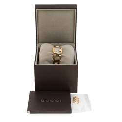 Gucci Brown Gold Plated Steel G Series 125.5 Women's Wristwatch 24 mm