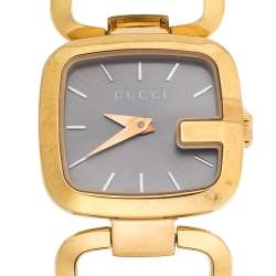 Gucci Brown Gold Plated Steel G Series 125.5 Women's Wristwatch 24 mm