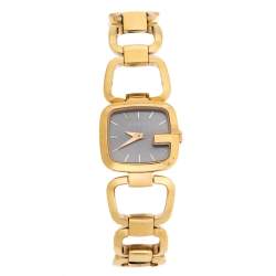 Gucci Brown Gold Plated Steel G Series 125.5 Women's Wristwatch 24 mm