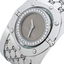 Gucci  Bronze Stainless Steel Diamond Twirl 112 Women's Wristwatch 23 mm