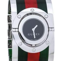 Gucci Black Stainless Steel Acetate Twirl 112 Women's Wristwatch 23 mm