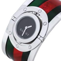 Gucci Black Stainless Steel Acetate Twirl 112 Women's Wristwatch 23 mm